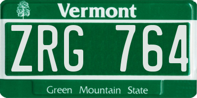 VT license plate ZRG764