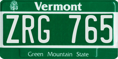 VT license plate ZRG765