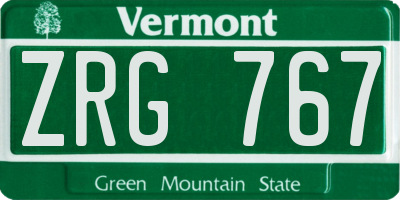 VT license plate ZRG767