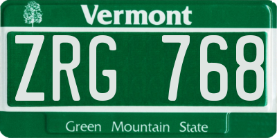 VT license plate ZRG768