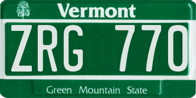 VT license plate ZRG770
