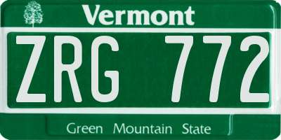 VT license plate ZRG772