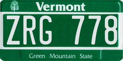 VT license plate ZRG778