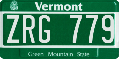 VT license plate ZRG779