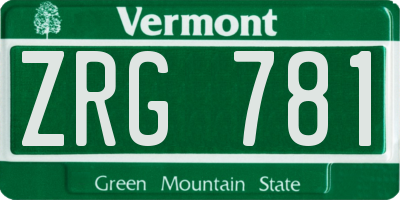 VT license plate ZRG781