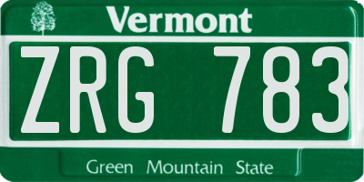 VT license plate ZRG783