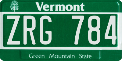 VT license plate ZRG784