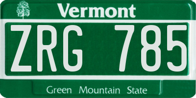 VT license plate ZRG785