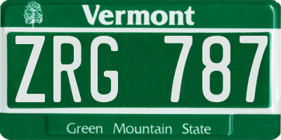 VT license plate ZRG787
