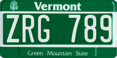 VT license plate ZRG789