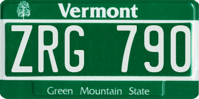 VT license plate ZRG790