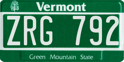 VT license plate ZRG792