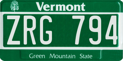VT license plate ZRG794