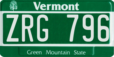 VT license plate ZRG796