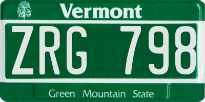 VT license plate ZRG798