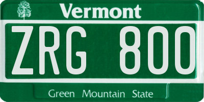 VT license plate ZRG800