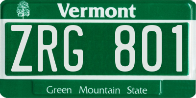 VT license plate ZRG801