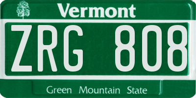 VT license plate ZRG808