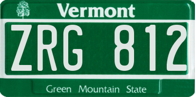 VT license plate ZRG812