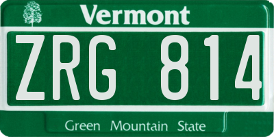 VT license plate ZRG814