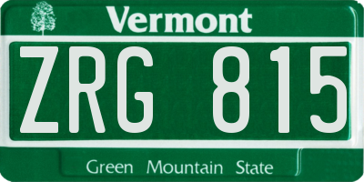 VT license plate ZRG815
