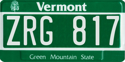 VT license plate ZRG817