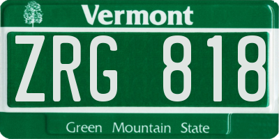 VT license plate ZRG818