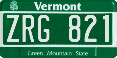 VT license plate ZRG821