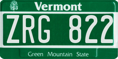 VT license plate ZRG822