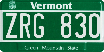 VT license plate ZRG830