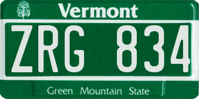 VT license plate ZRG834