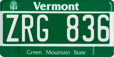 VT license plate ZRG836