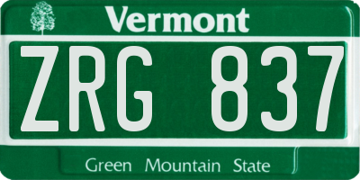VT license plate ZRG837