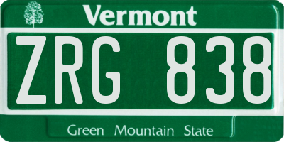 VT license plate ZRG838