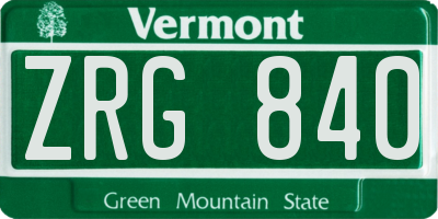 VT license plate ZRG840