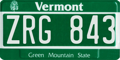VT license plate ZRG843