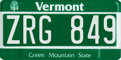 VT license plate ZRG849