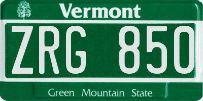 VT license plate ZRG850