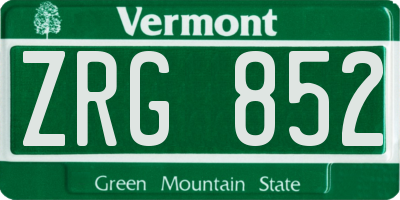 VT license plate ZRG852