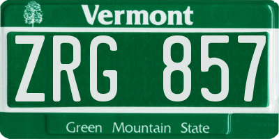 VT license plate ZRG857