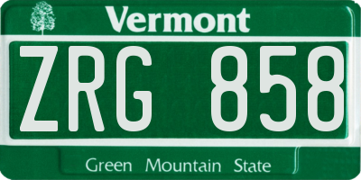 VT license plate ZRG858