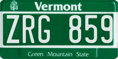 VT license plate ZRG859