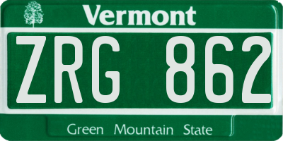 VT license plate ZRG862