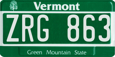 VT license plate ZRG863