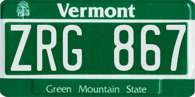 VT license plate ZRG867