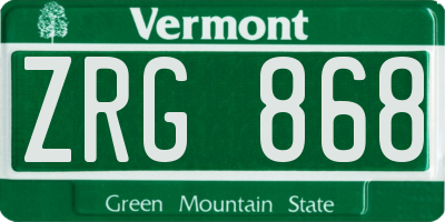 VT license plate ZRG868