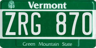 VT license plate ZRG870