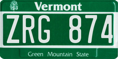VT license plate ZRG874