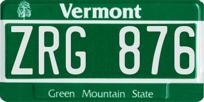 VT license plate ZRG876