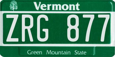 VT license plate ZRG877
